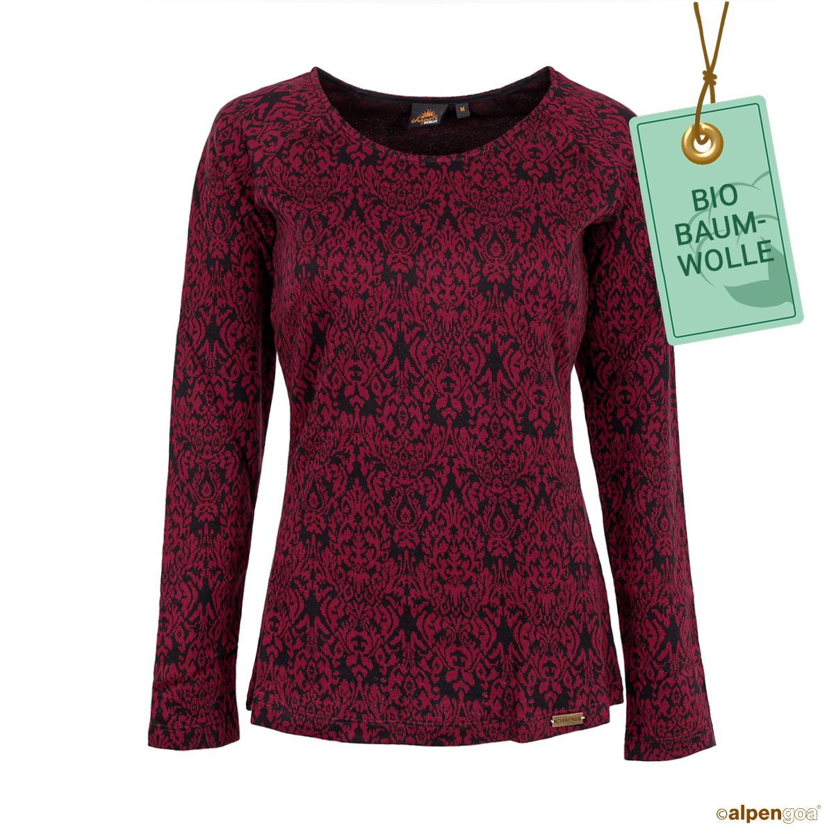 Jacquard Shirt in Rot mit langem Arm